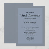 Simple Blue Gerahmt First Communitation Einladung (Vorne/Hinten)