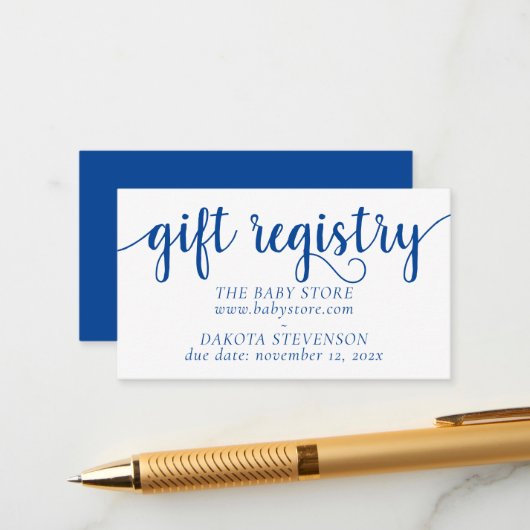 Simple Blue Gift Registry | Cerulean Any Event Begleitkarte (Vorderseite/Rückseite Beispiel)