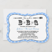Simple Blue Gingham GRILLEN Baby Shower Einladunge Einladung (Vorderseite)