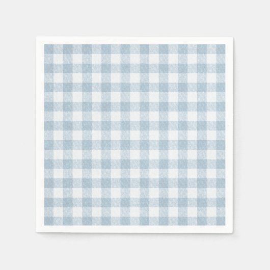 Simple Blue Gingham Paper Serviette (Vorderseite)