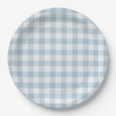 Simple Blue Gingham Pappteller (Vorderseite)