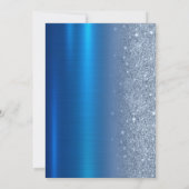 Simple Blue Glitzer Metallic Blue Sweet 16 Einladung (Rückseite)