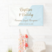 Simple Blue Gold Baby Boy Taufe zum ersten Geburts Banner (Insitu)