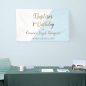 Simple Blue Gold Baby Boy Taufe zum ersten Geburts Banner (Messeveranstaltung)