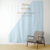 Simple Blue Gold Baby Boy Taufe zum ersten Geburts Wandteppich (Beispiel)