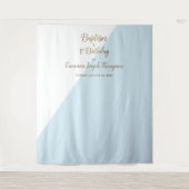 Simple Blue Gold Baby Boy Taufe zum ersten Geburts Wandteppich (Vorderseite)