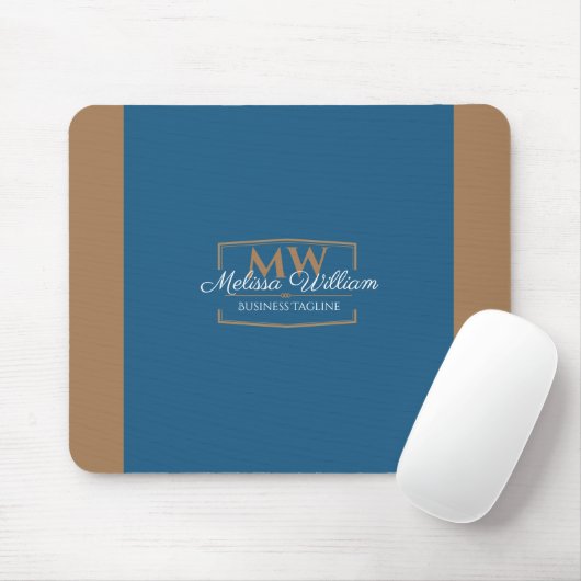 Simple Blue Gold Monogram Mousepad (Mit Mouse)