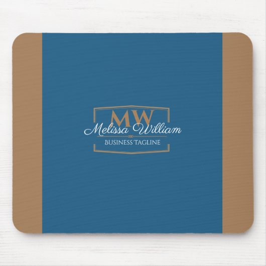 Simple Blue Gold Monogram Mousepad (Vorne)