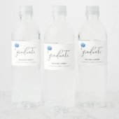 Simple Blue Graduation Cap Script Graduate Wasserflaschenetikett (Flaschen)