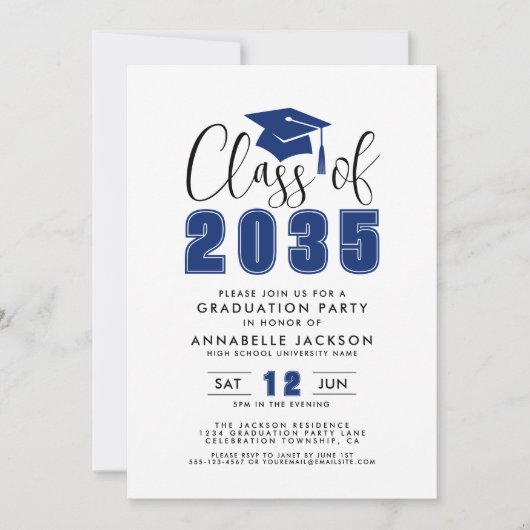 Simple Blue Graduation Party Einladung (Vorderseite)