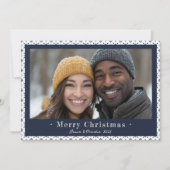 Simple Blue Gray Snowflake Weihnachten Foto Urlaub (Vorderseite)