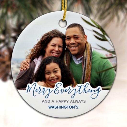 Simple Blue Gray Trendy Niedlich Merry Alles Keramik Ornament