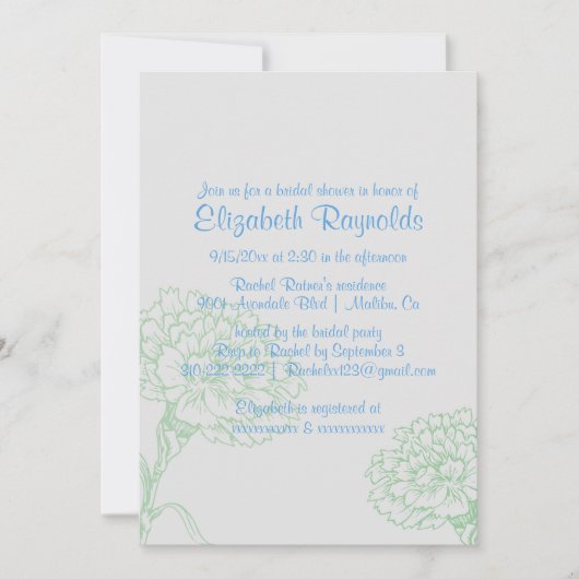 Simple Blue & Green Bridal Shower Invitations Einladung (Vorderseite)