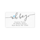 Simple Blue Heart Boy Baby Dusche Rücksendeadresse Adressaufkleber (Vorne)