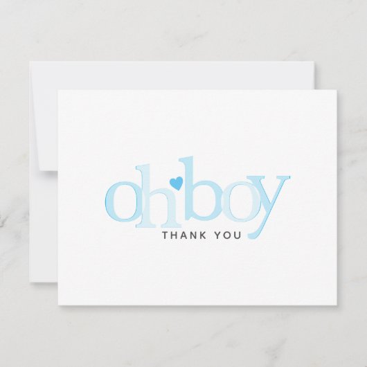 Simple Blue Heart Boy Baby Dusche Vielen Dank Dankeskarte (Vorderseite)