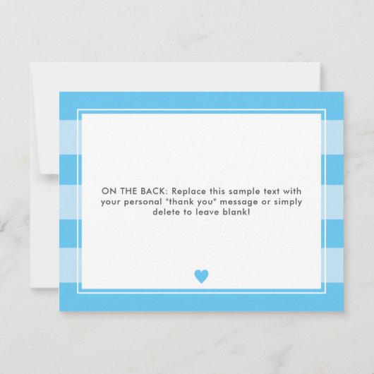 Simple Blue Heart Boy Baby Dusche Vielen Dank Dankeskarte (Rückseite)