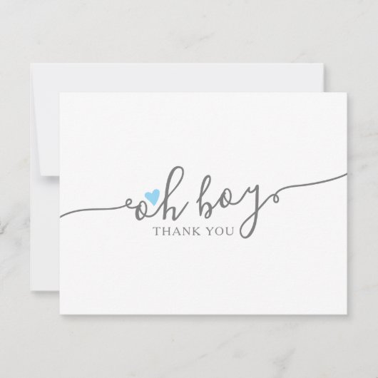 Simple Blue Heart Boy Baby Dusche Vielen Dank Dankeskarte (Vorderseite)