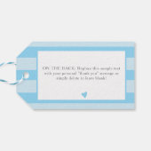 Simple Blue Heart Boy Baby Dusche Vielen Dank Geschenkanhänger (Rückseite Horizontal)