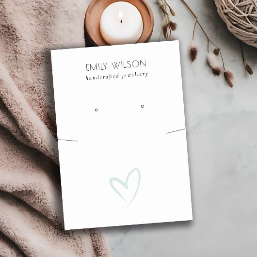 Simple Blue Heart Necklass Earring Display Visitenkarte