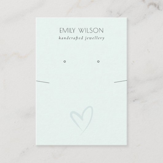 Simple Blue Heart Necklass Earring Display Visitenkarte (Vorderseite)