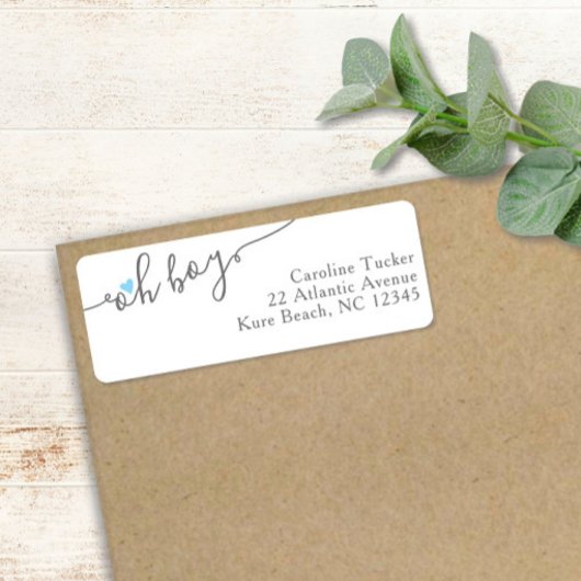 Simple Blue Heart New Baby Boy Rücksendeadresse