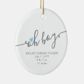 Simple Blue Heart OH BOY Baby's 1. Weihnachten Keramik Ornament (Rechts)