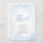 Simple Blue Hearts 3. Geburtstagsparty Einladung (Vorderseite)