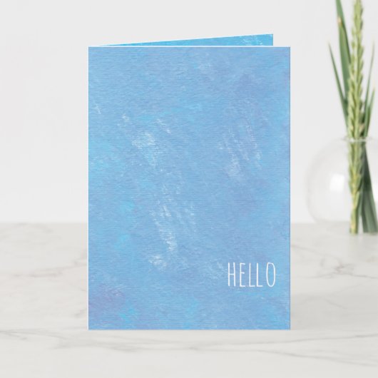 Simple Blue Hello Modern Blank Karte (Vorderseite)