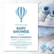 Simple Blue Hot Air Ballon Baby Dusche