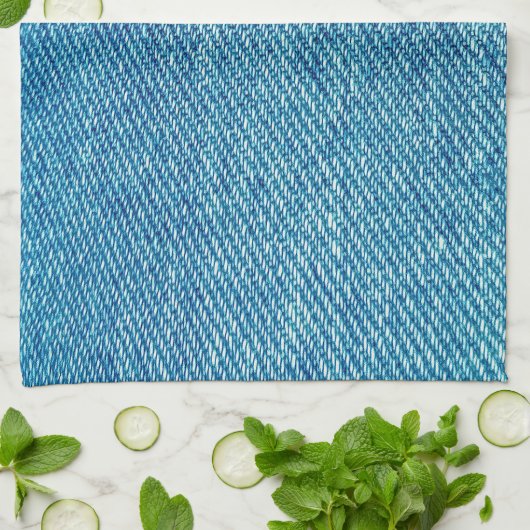 Simple Blue Jeans Denim Textile Textur | Geschirrtuch (Gefaltet)