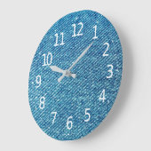 Simple Blue Jeans Denim Textile Texture | Große Wanduhr (Winkel)