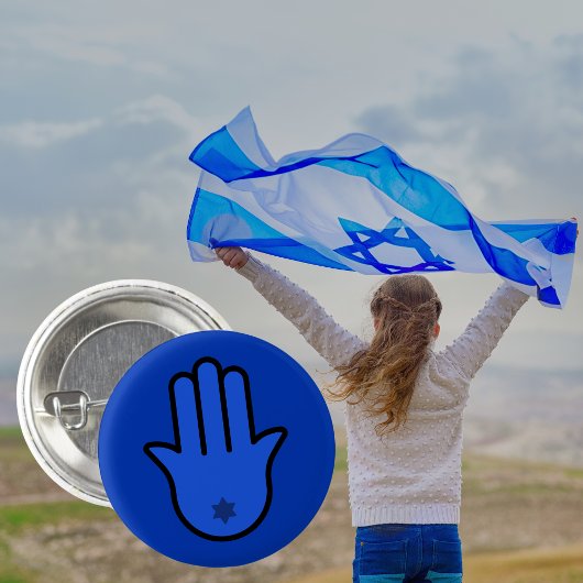 Simple Blue Jewish Hamsa mit Star von David Button