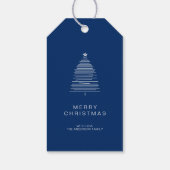 Simple Blue Line Art Frohe Weihnachtsbaum Geschenkanhänger (Rückseite)