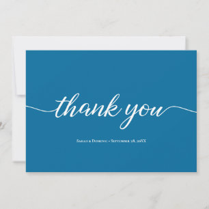 Simple Blue Minimalistisch Wedding Foto Vielen Dan Dankeskarte