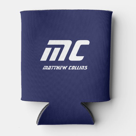 Simple Blue Modern Cooler Mit Monogramm Freund Dosenkühler (Vorderseite)