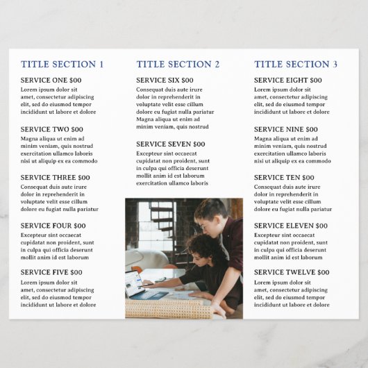 Simple Blue Monogram Modern Broschüre (Hinten)