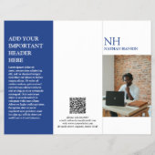 Simple Blue Monogram Modern Broschüre (Vorne)