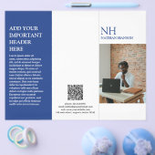 Simple Blue Monogram Modern Broschüre (Einzeln)