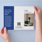 Simple Blue Monogram Modern Broschüre (Hand)