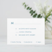 Simple Blue Ombre Bar Mitzvah Mahlzeiten Optionen  RSVP Karte (Stehend Vorderseite)