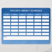 Simple Blue Ombre Weekly School Schedule (Vorderseite)
