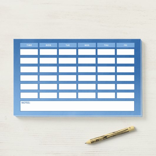 Simple Blue Ombre Weekly School Schedule Post-it Klebezettel (Auf Schreibtisch)