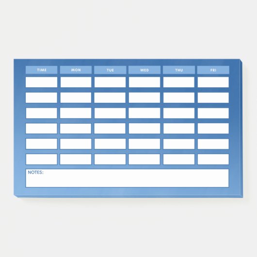 Simple Blue Ombre Weekly School Schedule Post-it Klebezettel (Vorderseite)