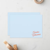 Simple Blue Orange Script Personalized Stationery Mitteilungskarte (Vorderseite/Rückseite Beispiel)