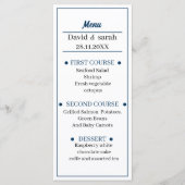 Simple Blue Personalisiert Wedding Menükarte (Vorderseite)