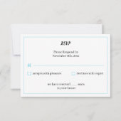Simple Blue Personalisiert Wedding RSVP Karte (Vorderseite)