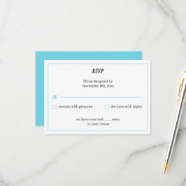 Simple Blue Personalisiert Wedding RSVP Karte