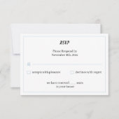 Simple Blue Personalisiert Wedding RSVP Karte (Vorderseite)
