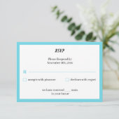 Simple Blue Personalisiert Wedding RSVP Karte (Stehend Vorderseite)