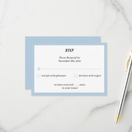 Simple Blue Personalisiert Wedding RSVP Karte
